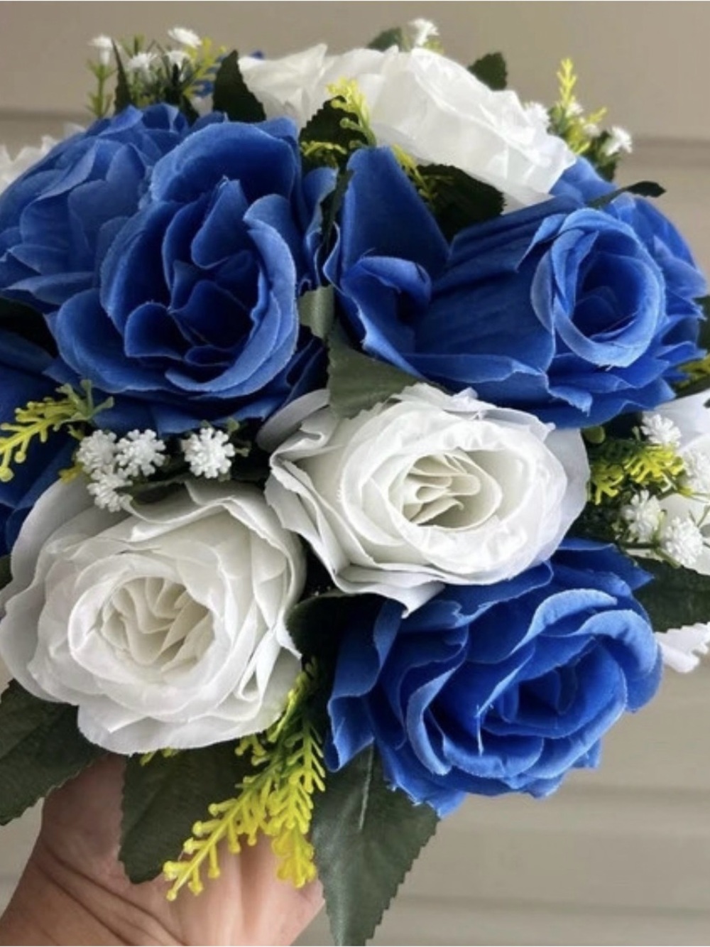 Amazon Blue and White Artificial Rose Bouquet